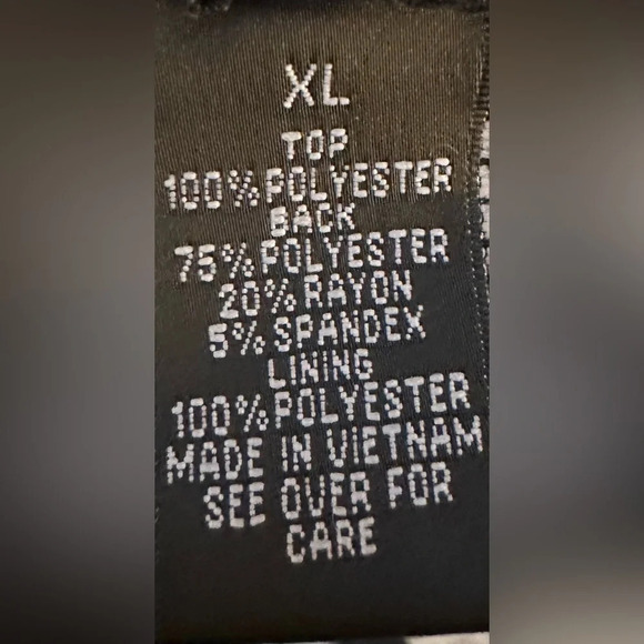 AB Studio Sleeveless Top Black w Gold Sequence and Green Silk like Trim Size XL - Picture 5 of 5